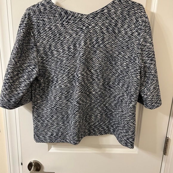 Ann Taylor Navy Blue and White Textured Blouse - Picture 4 of 6